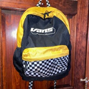 Vans Black and Yellow Backpack small stain on back. Adjustable straps